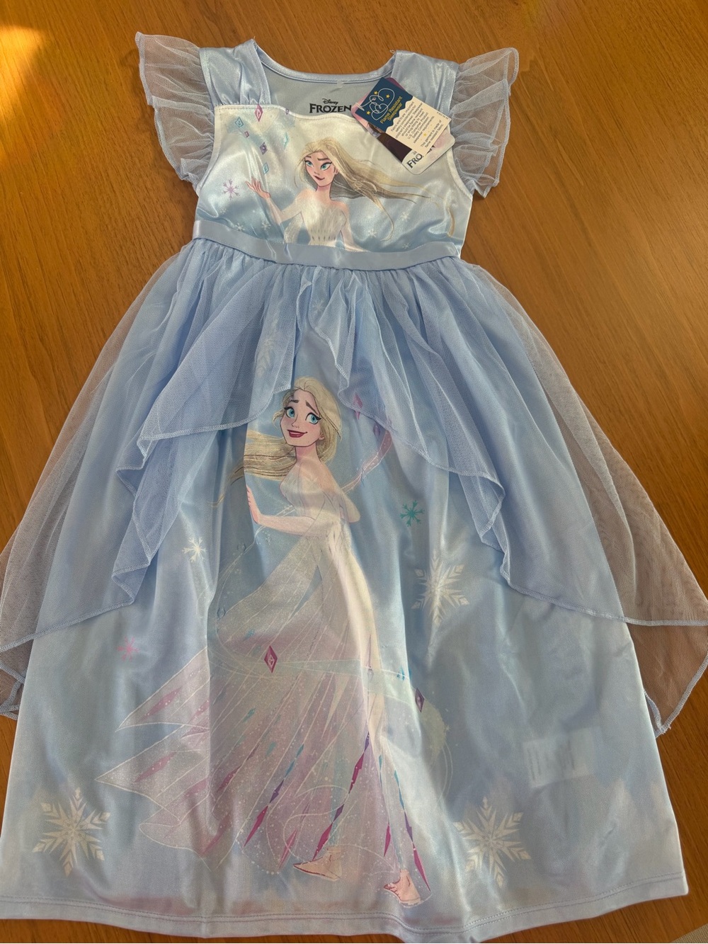Disney Light Blue Elsa Costume Dress with Sheer Flutter Sleeves size 4/5